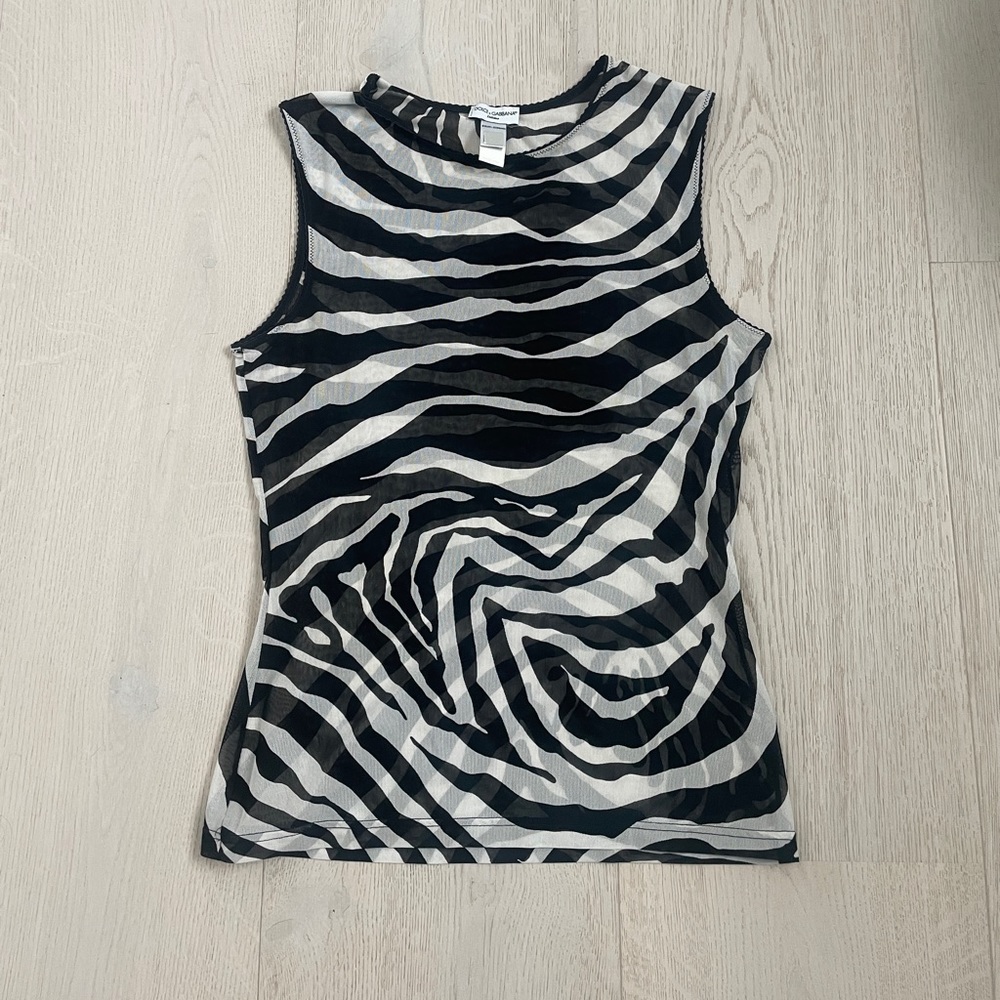 D&G Intime Zebra Print Mesh Top - image 1